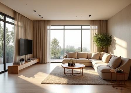 モダンな内装リフォーム後のリビングルーム